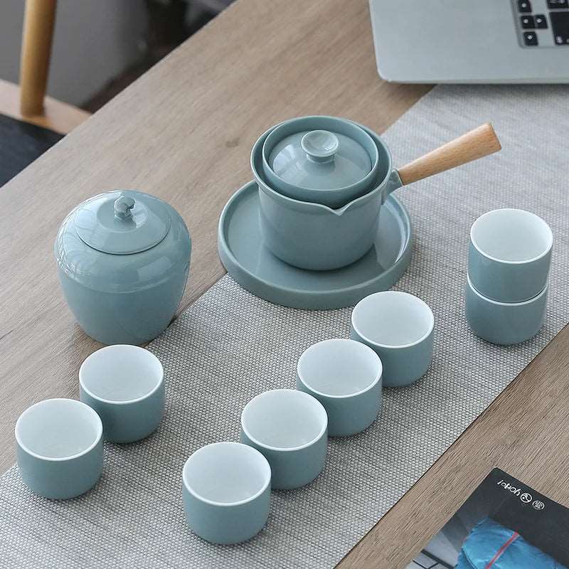 Japanese wabi sabi style sky blue Tea Set