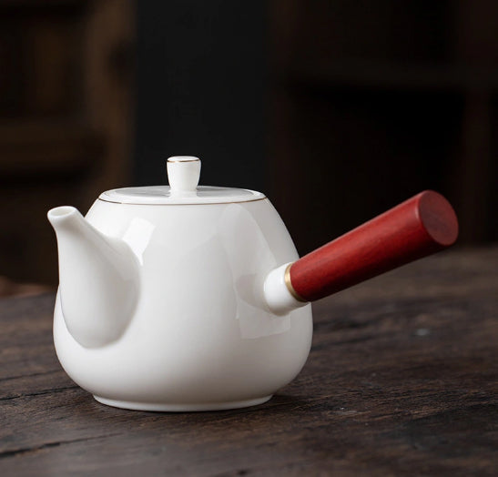 White wooden handle with tray Chinese teapot set - Sanroll tea set