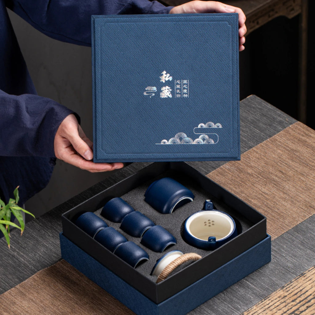 Ceramic Gongfu Tea Set Gift Box – 1 Teapot & 6 Cups