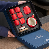 Ceramic Gongfu Tea Set Gift Box – 1 Teapot & 6 Cups