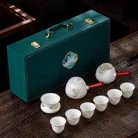 White wooden handle with tray Chinese teapot set - Sanroll tea set