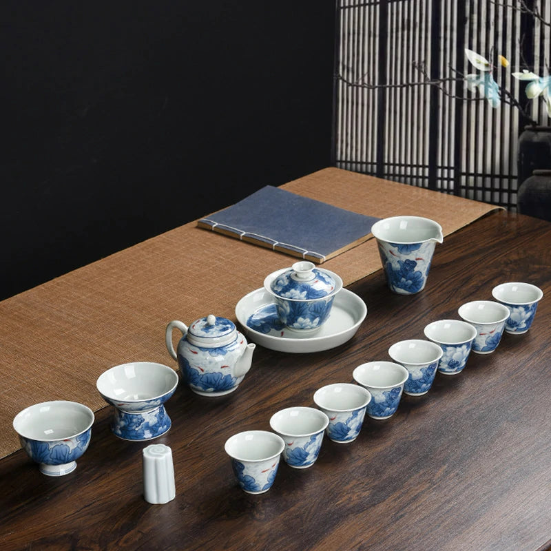 Blue and white porcelain set - Sanroll