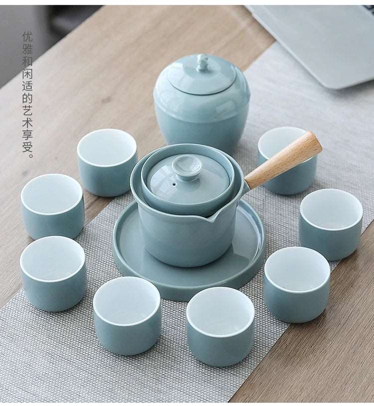 Japanese wabi sabi style sky blue Tea Set