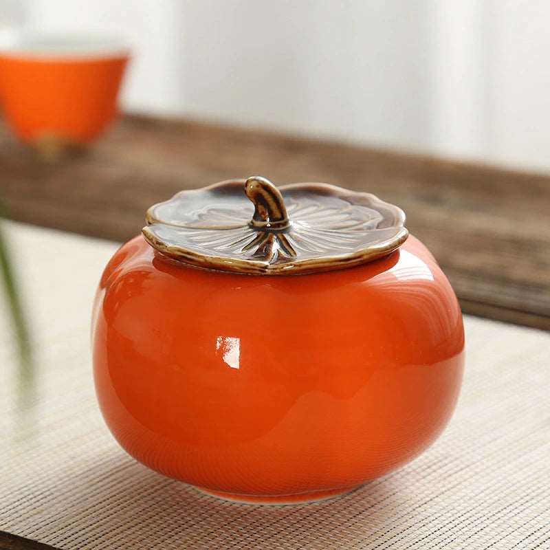 Persimmon shaped Chinese teapot