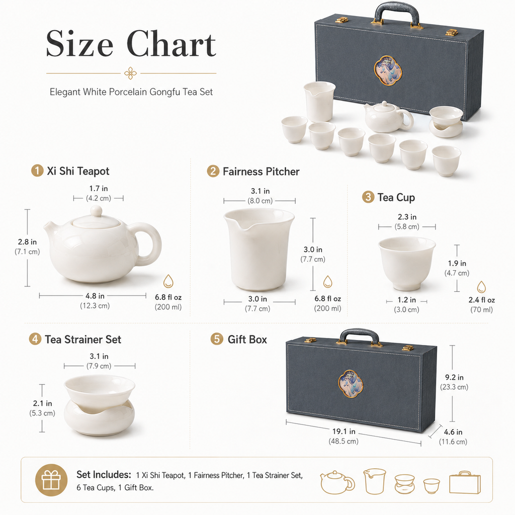 White Porcelain Gongfu Chinese Tea Set