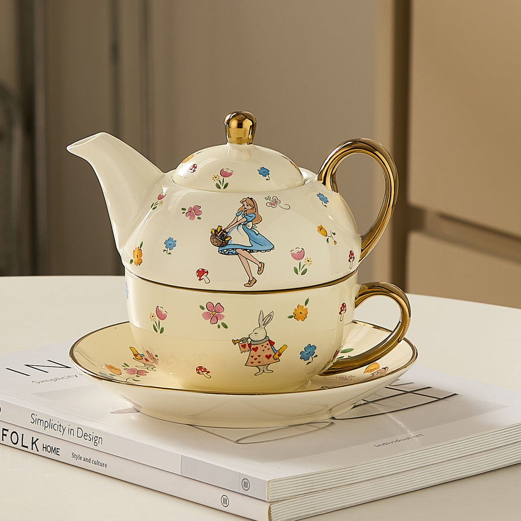 Alice-Inspired Ceramic Tea for One Tea Set