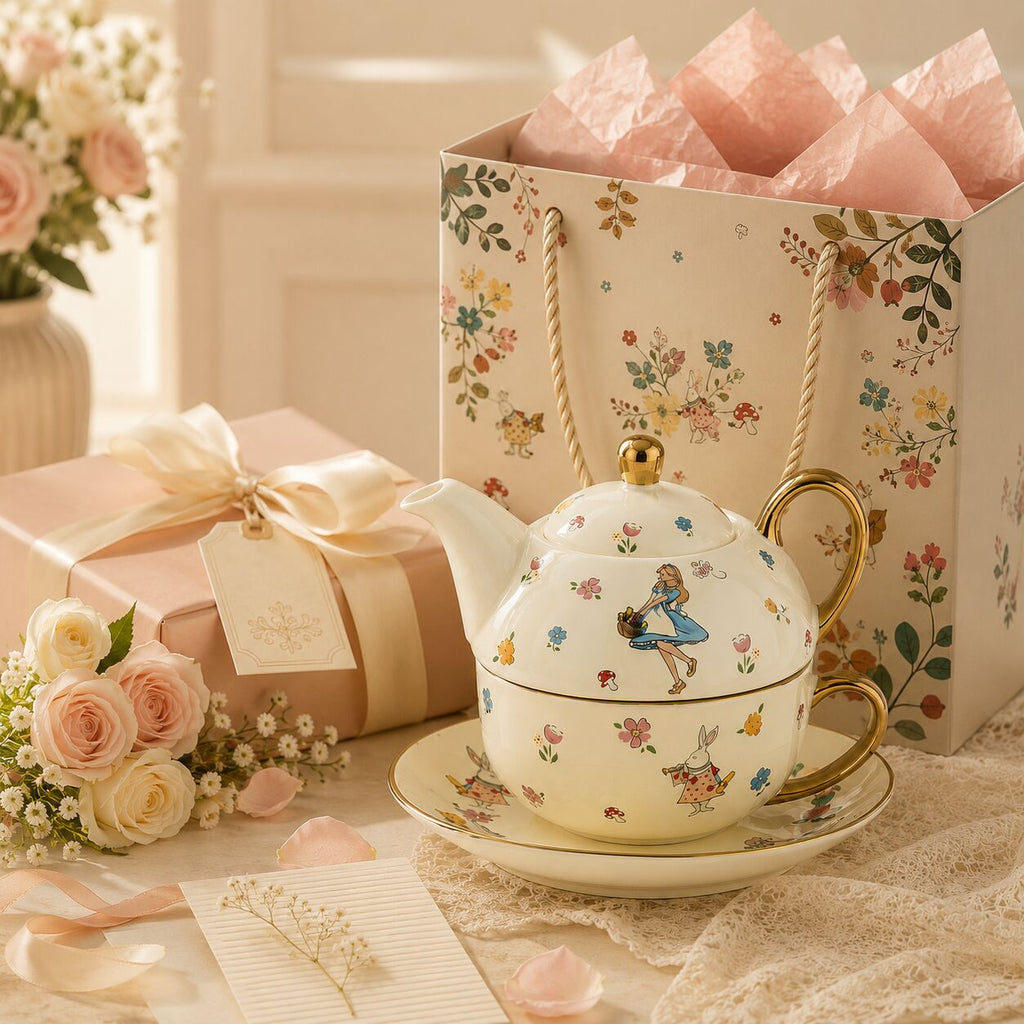 Alice-Inspired Ceramic Tea for One Tea Set