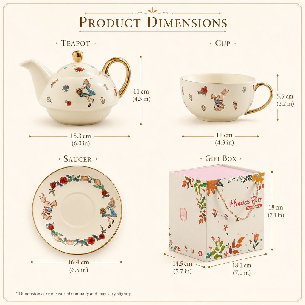 Alice-Inspired Ceramic Tea for One Tea Set