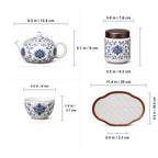 Blue Lotus Porcelain Gongfu Chinese Tea Set