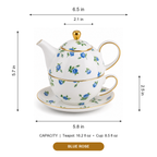 Blue rose tea for one set dimensions and capacity guide