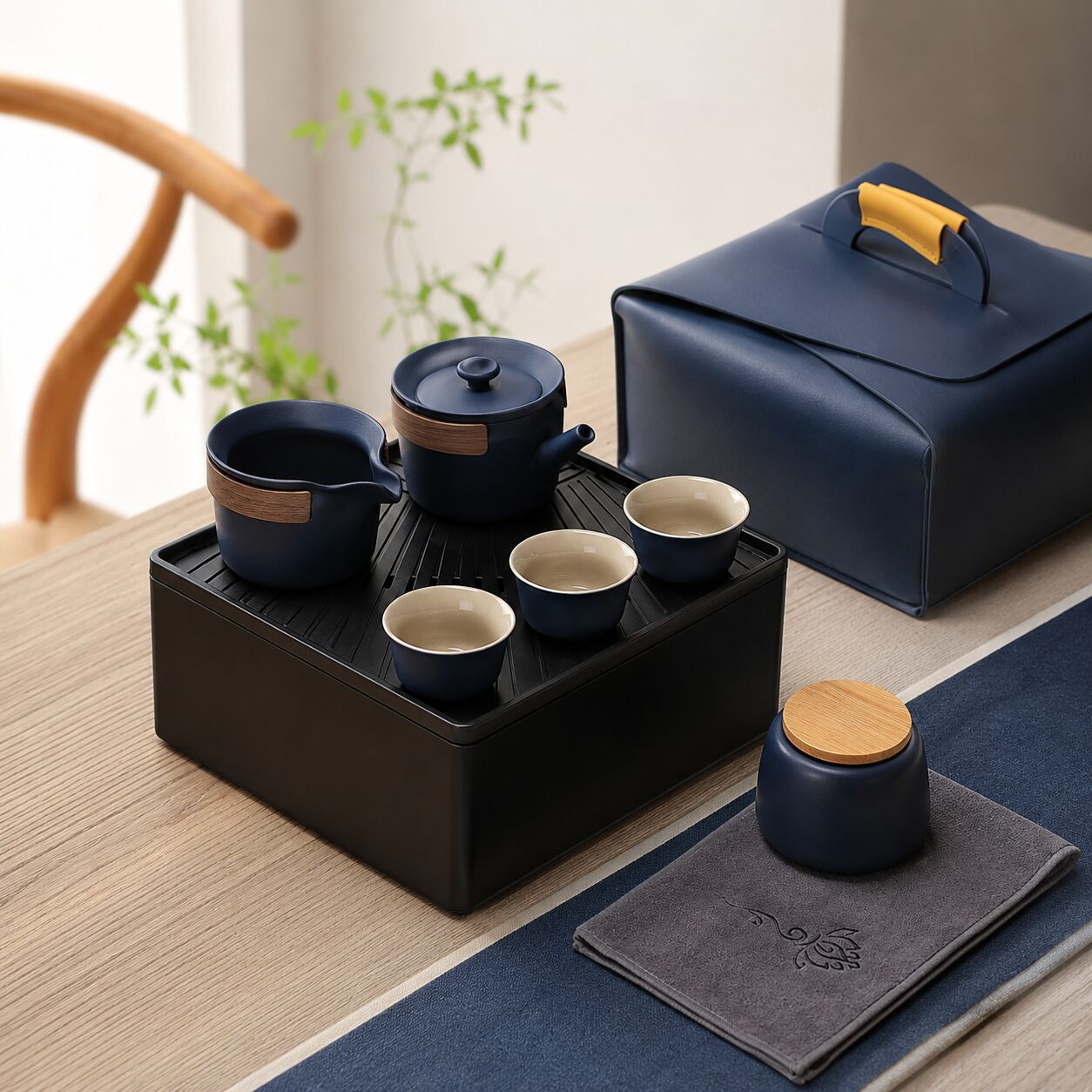 Blue Sand Ceramic Gongfu Chinese Tea Set