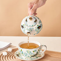 Ceramic Butterfly Tea-for-One Tea Set with Gold Trim