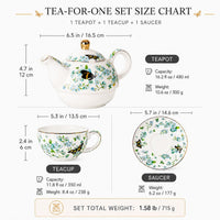 Ceramic Butterfly Tea-for-One Tea Set with Gold Trim