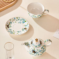 Ceramic Butterfly Tea-for-One Tea Set with Gold Trim