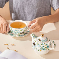Ceramic Butterfly Tea-for-One Tea Set with Gold Trim