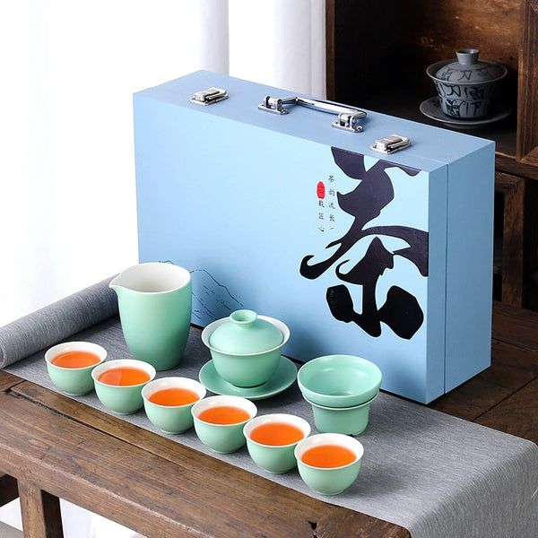 High temperature colored glaze ceramic tea set