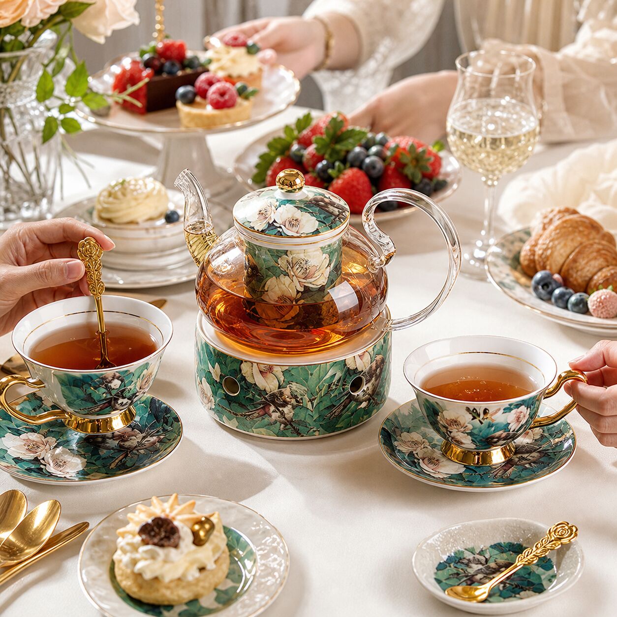 Floral Ceramic English Tea Set for Two