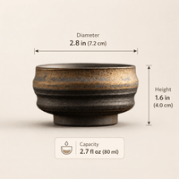 Gold-tone iron glaze tea cup set size and 80ml capacity