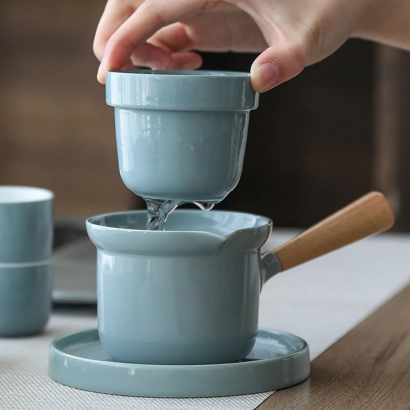 Japanese wabi sabi style sky blue Tea Set