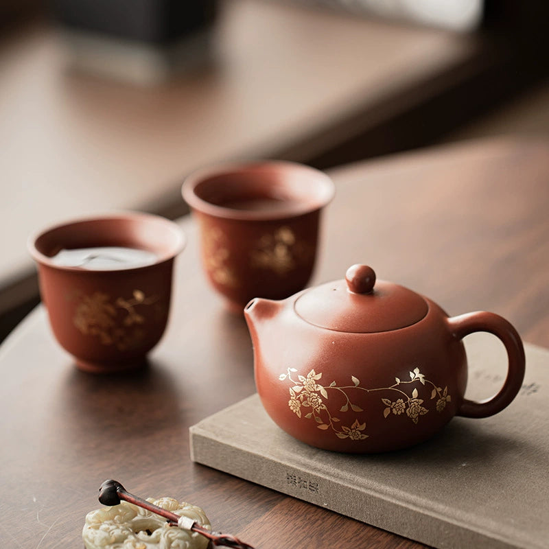 purple clay teapot set