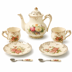 Vintage Rose Ceramic English Tea Set
