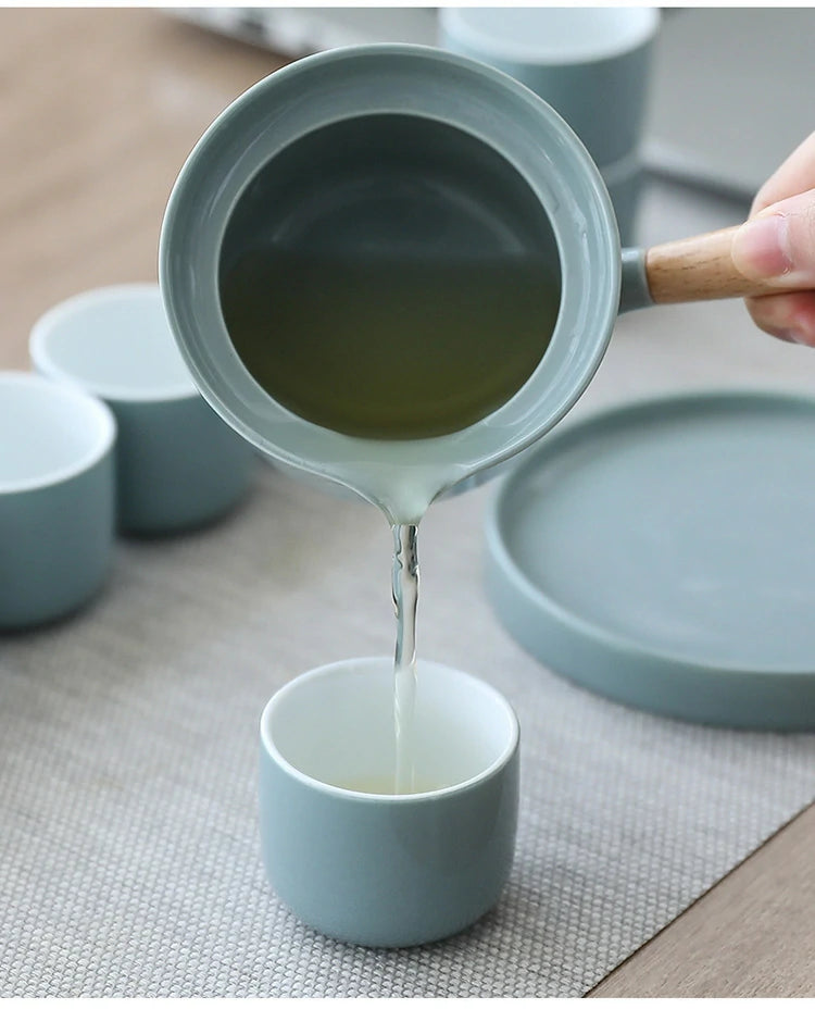 Japanese wabi sabi style sky blue Tea Set